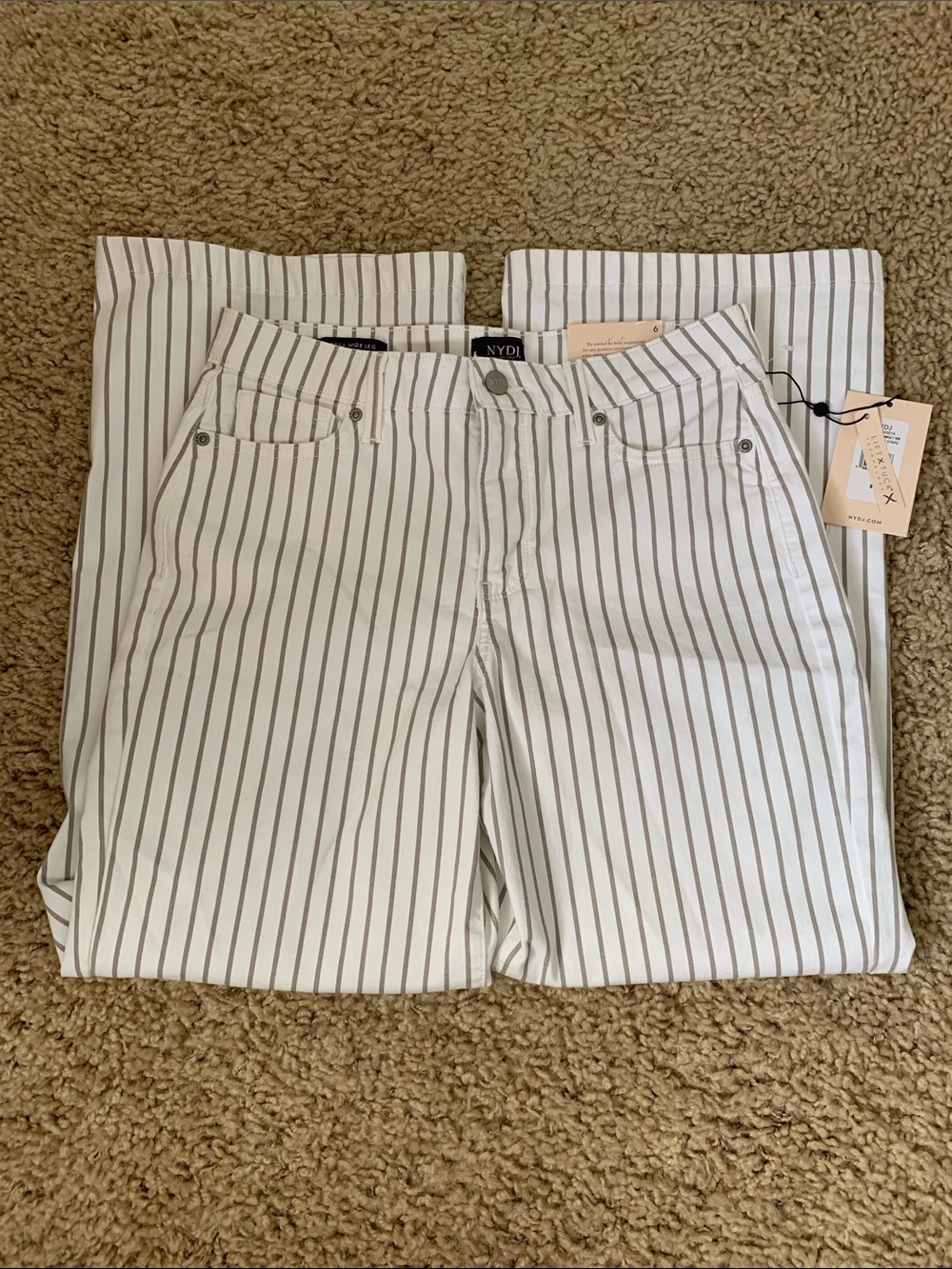 NYDJ Teresa Stripe Wide Leg Ankle hem - sz 6 - new with tags - Picture 7 of 12